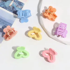 Sweet candy color heart mini hair claws cute fringe side clips hair accessories detail view colorful