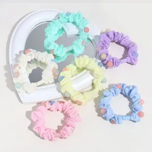 Ensemble de chouchous plissés colorés avec perles élastiques mignons pour tous