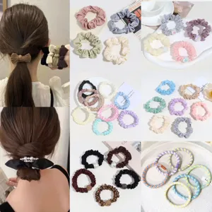 Élastiques À Cheveux Élastiques Plissés De Couleur Unie Élégants Scrunchies En Plastique Fait Main Pour Queue De Cheval Accessoires Coiffure Femme