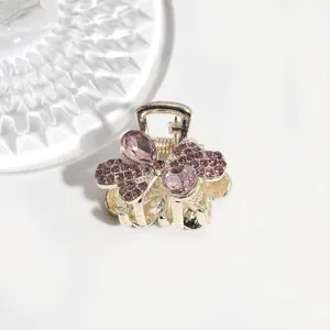 Small rhinestone hair claw clip alloy metal purple crystal hair accessory for women styling