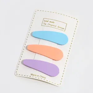 Sweet candy color teardrop hair clips set, minimalist daily side fringe pins for cute girls.