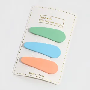 Candy color teardrop hair clips detail view, minimalist hair accessories set for daily wear.