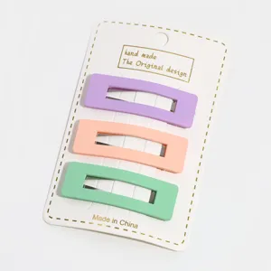 Candy color rectangular snap hair clips set, sweet style side hairpins for daily wear.