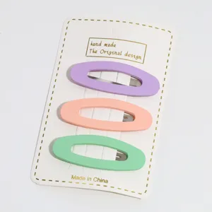 Pastel oval hair clips set of three sweet candy color side clips for daily hair styling