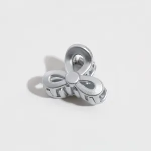 Silver metal mini hair claw clip sweet floral design stylish everyday hair accessory