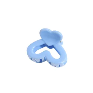 Sweet light blue heart hair claw clip, cute mini hair accessory for styling bangs and daily wear.