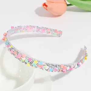 Sweet transparent headband with colorful sequins and silver crystal sparkles for daily wear.
