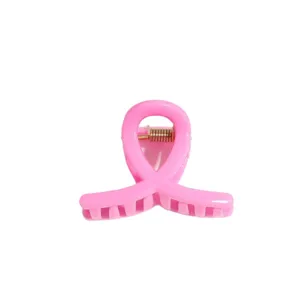 Pinza de pelo con lazo rosa para mujer, pequeño gancho para el cabello minimalista dulce.