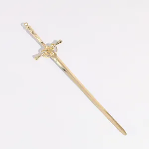 Gold sword hair stick elegant hairpin metal hair fork retro styling accessory for women