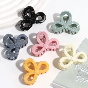Morandi color bow hair claw clip, stylish geometric hair accessory for half-up hairstyles.