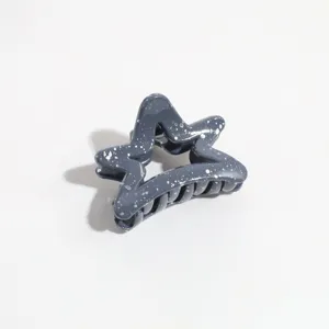 Star shaped hair claw clip in Morandi grey with silver splatter for women hair styling accessories