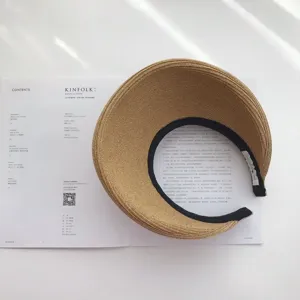 Sombrero de paja sol parte superior vacía verano playa mujer con banda negra protección UV