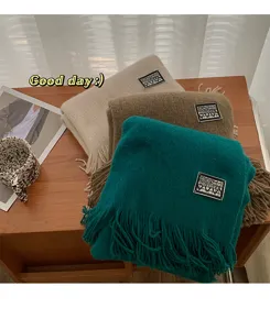 Cozy knit fringe scarf for women, winter warm thick tassel neck warmer, soft stylish scarf.