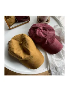 Vintage washed cotton baseball cap for women, retro casual curved brim dad hat, soft top.