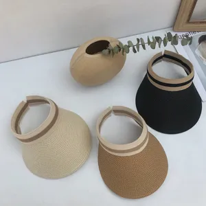 Women summer straw sun visor empty top beach hat casual uv protection fashion hat accessories