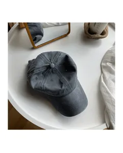 Vintage washed dark grey baseball cap for women, soft top curved brim hat for casual daily wear.