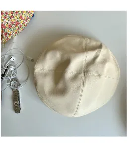 PU leather beret hat for women fall winter retro vintage style painter hat chic everyday wear