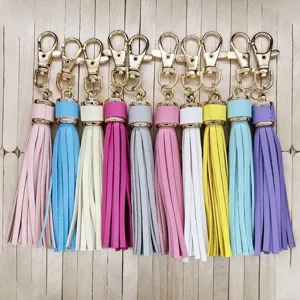Fashion Leopard Print PU Leather Tassel Keychain For Women Men Bag Charm Long Tassel Pendant Key Ring DIY Accessories Gift