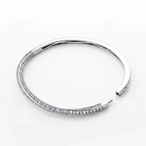 925 Sterling Silver Moissanite Mobius Bangle Rotating Geometric Open Bracelet For Women Fashion Commuter Jewelry Gift GRA