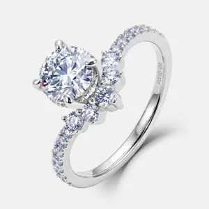 Elegant V-shaped lab grown diamond sterling silver ring for women, stylish fashion jewelry.