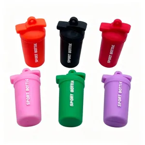 Detailed view of colorful mini shaker keychains showing vibrant color options and textures.