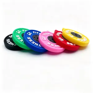 Mini fitness barbell plate pendant, colorful dumbbell keychain detail view for sports fans
