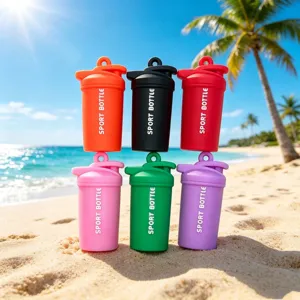 Mini shaker bottle keychain fitness sports pendant colorful backpack charm cute