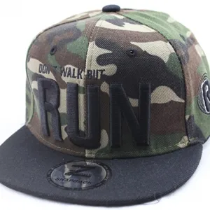 Gorra snapback de camuflaje con bordado 3D RUN para hip-hop y baile urbano infantil