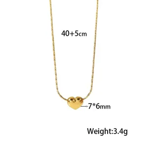 Minimalist 18K gold plated titanium steel heart pendant necklace for women clavicle chain