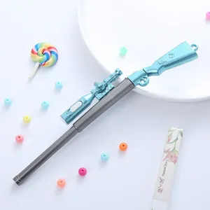 Stylo gel créatif en forme de fusil de sniper avec lumière LED et finition métallique