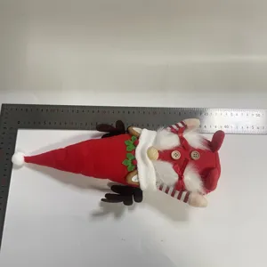 Decoración artesanal de gnomo de Navidad en felpa con gorro puntiagudo y regla metal