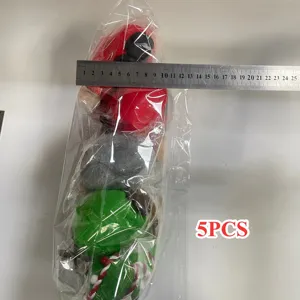 Medición de set de 5 muñecos de Navidad de felpa con árbol verde y reno Rudolph