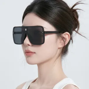 Gafas De Sol Escudo Oversize PC Una Pieza Cuadradas Flat Top Protección UV400 Moda Streetwear Para Hombres Mujeres