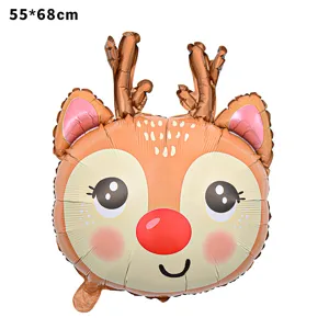 Cute cartoon reindeer shaped foil balloon for Christmas holiday party decoration