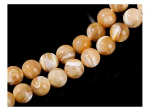 Macro shot of natural mother of pearl shell beads showing details