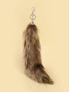 Fluffy faux fur tail keychain cute plush bag pendant furry animal tail for cosplay decor