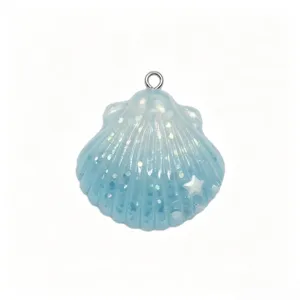 Blue gradient resin shell pendant DIY handmade craft accessory for keychains and jewelry making.