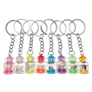 Creative Luminous Drifting Bottle Keychain Ocean Series Seashell Conch Wishing Bottle Pendant Cute Hanging Ornament Keychain