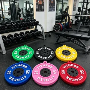 Fitness barbell plate keychain gym backpack charm colorful dumbbell pendant ornament 1pc