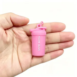 Mini sport bottle keychain charm pink fitness shaker bottle pendant cute accessory item