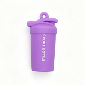 Mini sports shaker bottle keychain cute purple fitness hanging pendant cute bag accessory