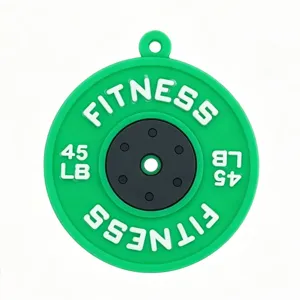 Green Fitness Barbell Plate Keychain Silicone Gym Bag Pendant Sports Pendant Charm