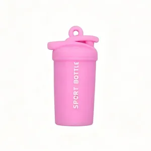 Mini pink sports shaker bottle keychain pendant cute fitness bag charm accessory cute gift