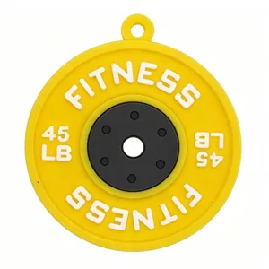 Fitness barbell plate keychain pendant DIY sports bag charm fitness accessory yellow black