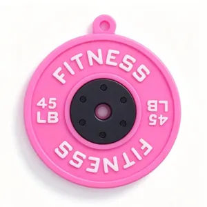 Pink barbell weight plate pendant gym backpack hanging ornament DIY fitness accessory