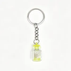 Glow in the dark drift bottle keychain miniature sea shell glass pendant keyring detail