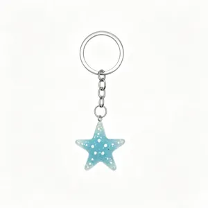 Cute blue glitter starfish keychain bag charm stylish beach accessory for women and girls gift