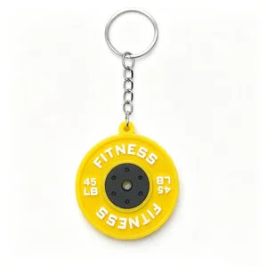 PVC dumbbell weight plate keychain fitness souvenir gift mini metal ring bag pendant charm
