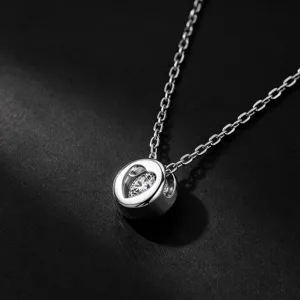 Collier pendentif bulle en argent avec pendentif cœur et pierre étincelante, beau bijou.