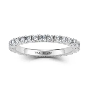 Anillo de eternidad pavé de plata esterlina S925 con diamante de laboratorio vista principal
